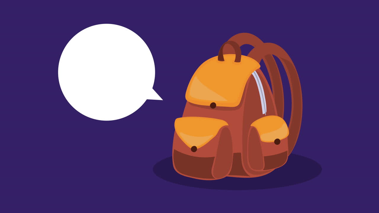school bag education supply animation