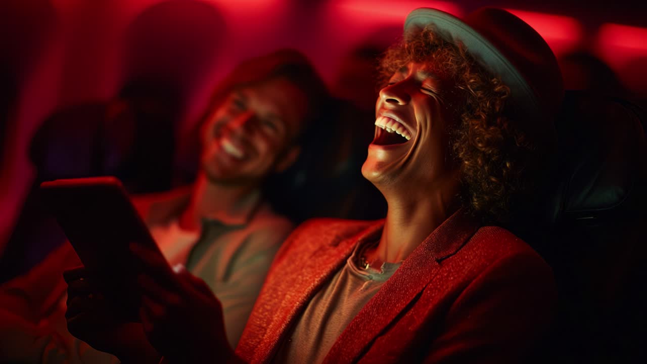 Joyful Moments on a Flight: Captivating Smiles and Shared Laughter in an Intimate Airline Setting during a Memorable Journey Full of Connection and Warmth