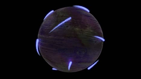 bola futurista con canal alfa. partículas de neón moviéndose alrededor de la esfera. patrón sin costuras.