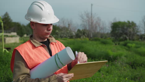 building engineer at work during a day in the nature