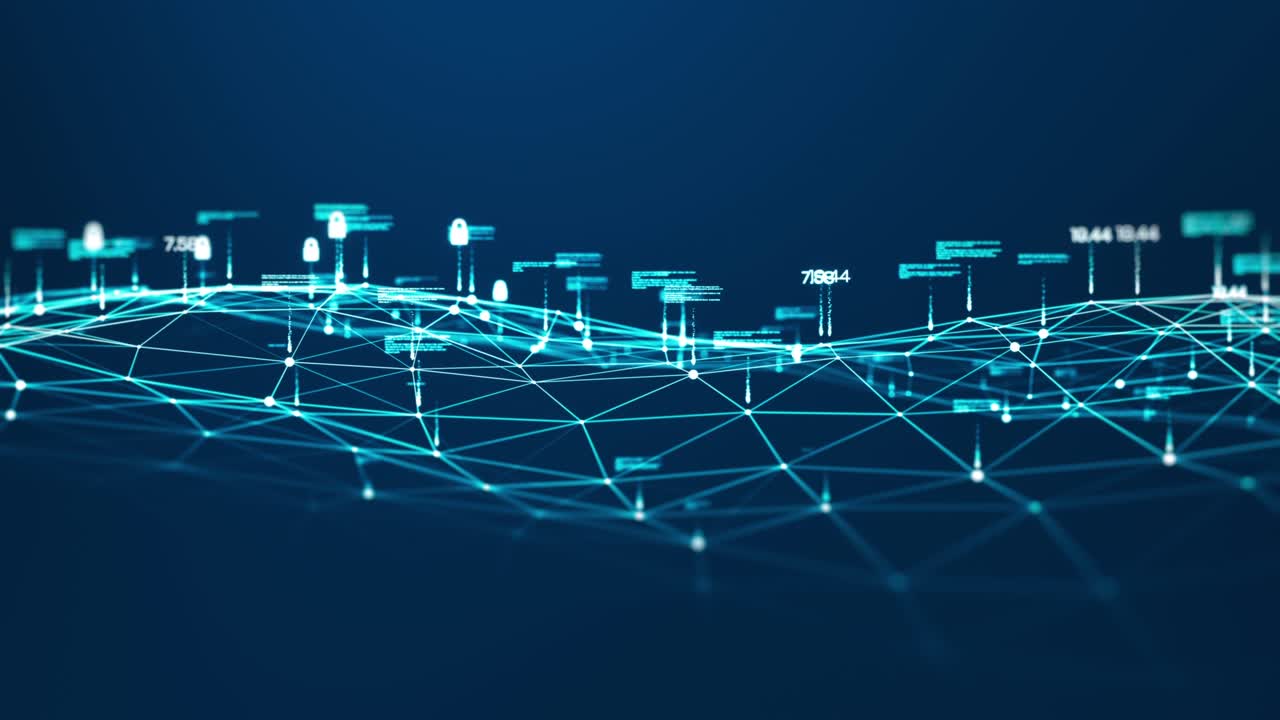 Blockchain network and cyber security concept.