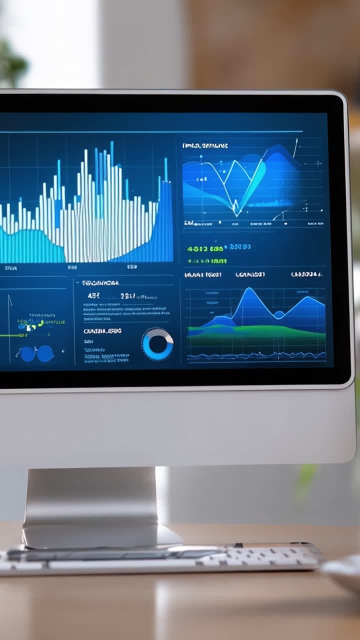 Dynamic Data Visualization on a Computer Screen: Analyzing Trends and Metrics in Business Intelligence with Interactive Graphs and Insights