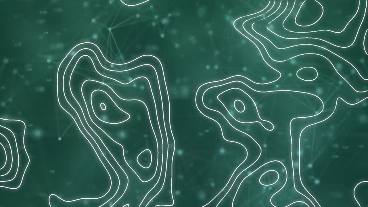 animación de líneas blancas del mapa y red de conexiones con puntos brillantes