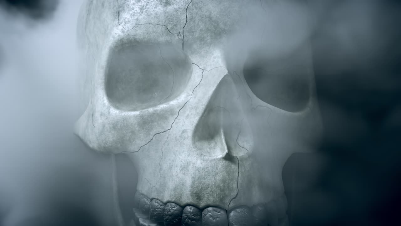 cráneo en la niebla