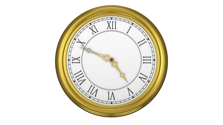 Golden roman numeral clock ticking