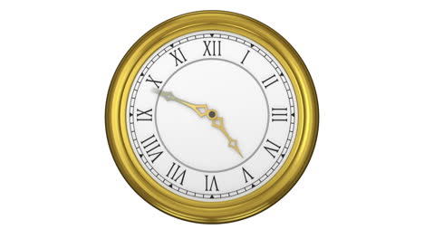 reloj de números romanos dorados haciendo tictac