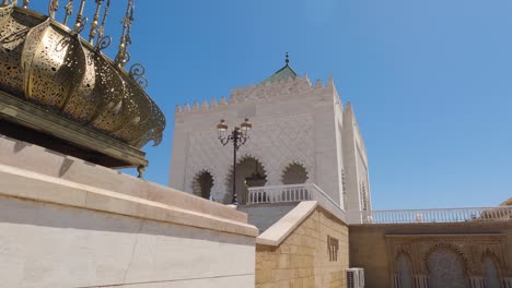 Exterior-of-Mausoleum-Mohammed-V-in-Rabat,-Morocco