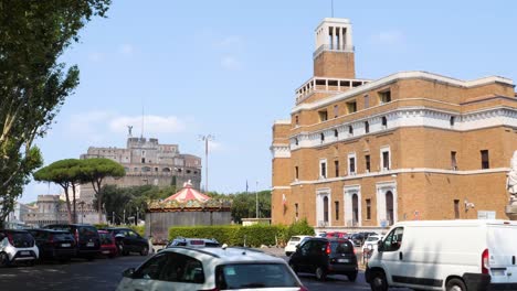 traffic around tribunale di sorveglianza, castel sant’angelo in the background