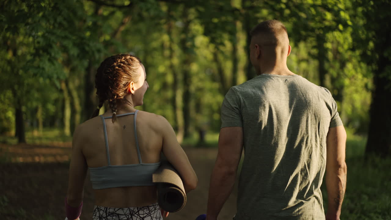 Couple exercising together in nature