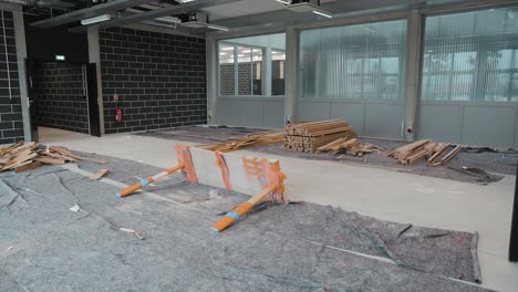 rising shot of an office space being ripped out to be refurnished