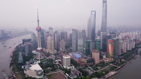 4k flight shanghai skyline, china