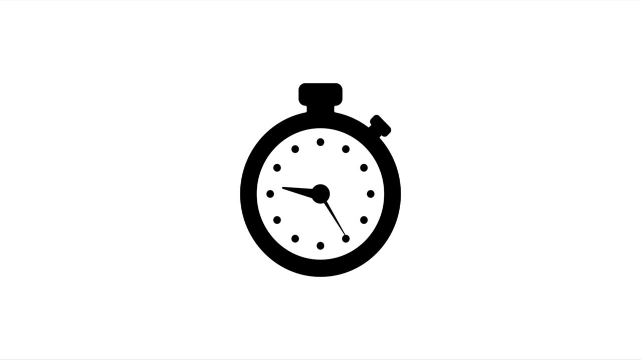 Animation of stopwatch. Timer icon on white background. Motion graphic design. 4k video