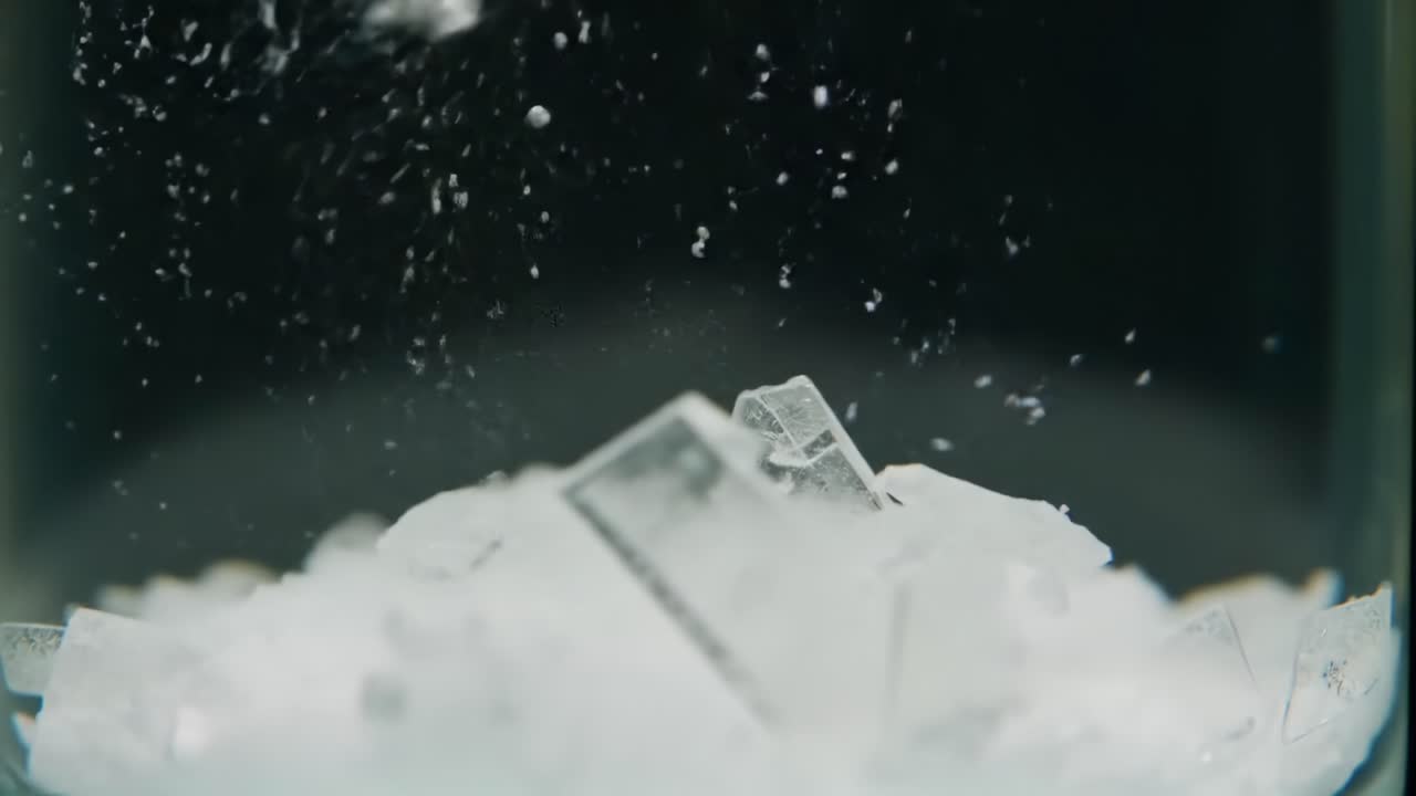 Crystals Reacting With Water in a Laboratory Setting During an Experiment