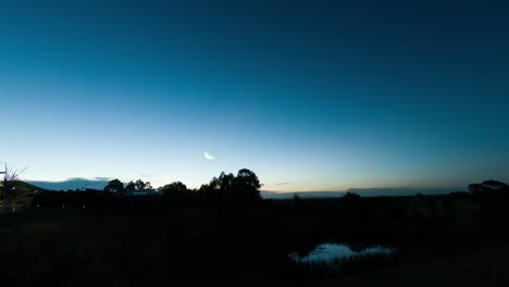 peaceful australian bushland nightlapse with a setting moon and the stars emerging