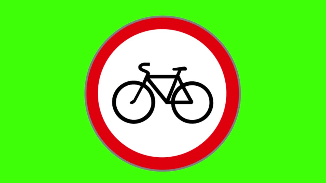 Green screen , road signs icon , no cycling