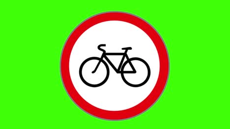 pantalla verde, icono de señales de tráfico, no se puede andar en bicicleta