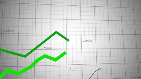 Animación-De-Líneas-Verdes-Y-Procesamiento-De-Datos-Sobre-Cuadrícula