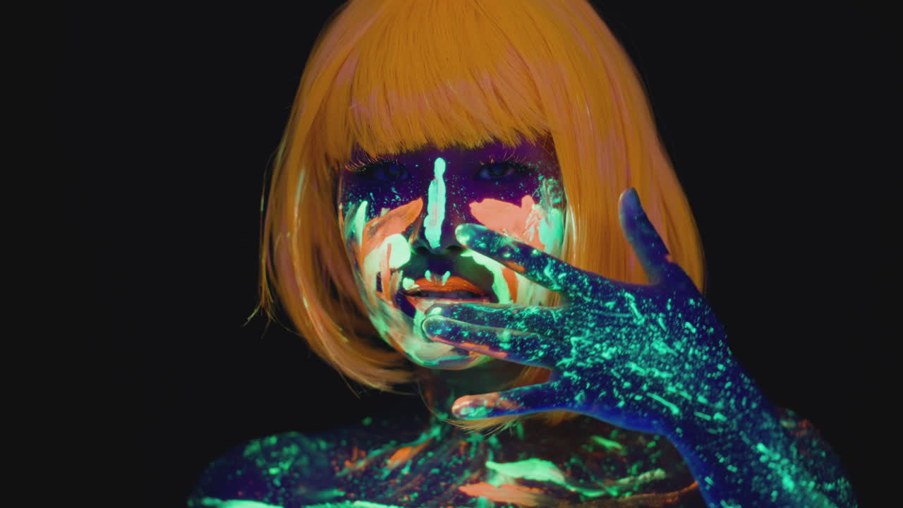 Woman with Fluorescent Body Paint
