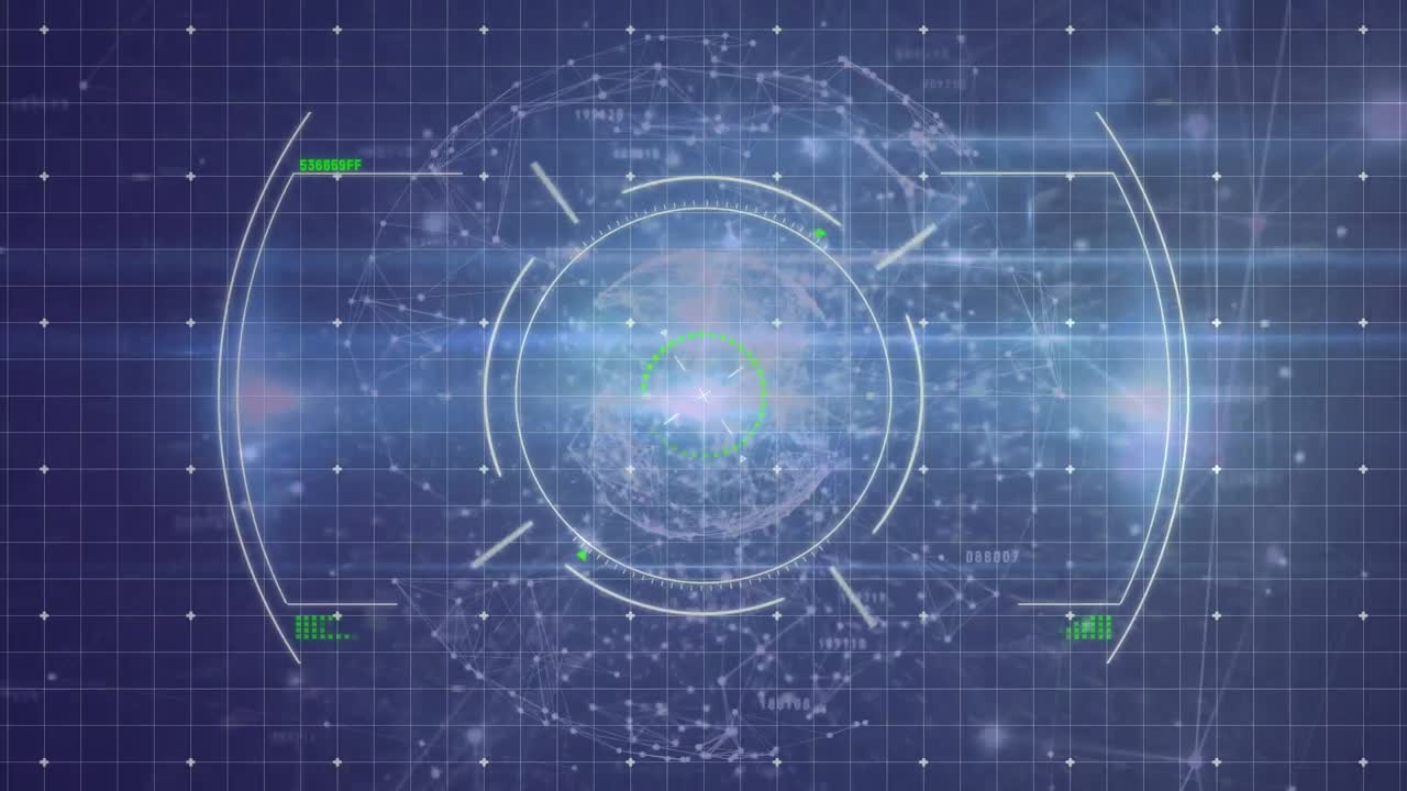 범위 스캐닝, 데이터 처리, 전 세계 연결 네트워크의 애니메이션