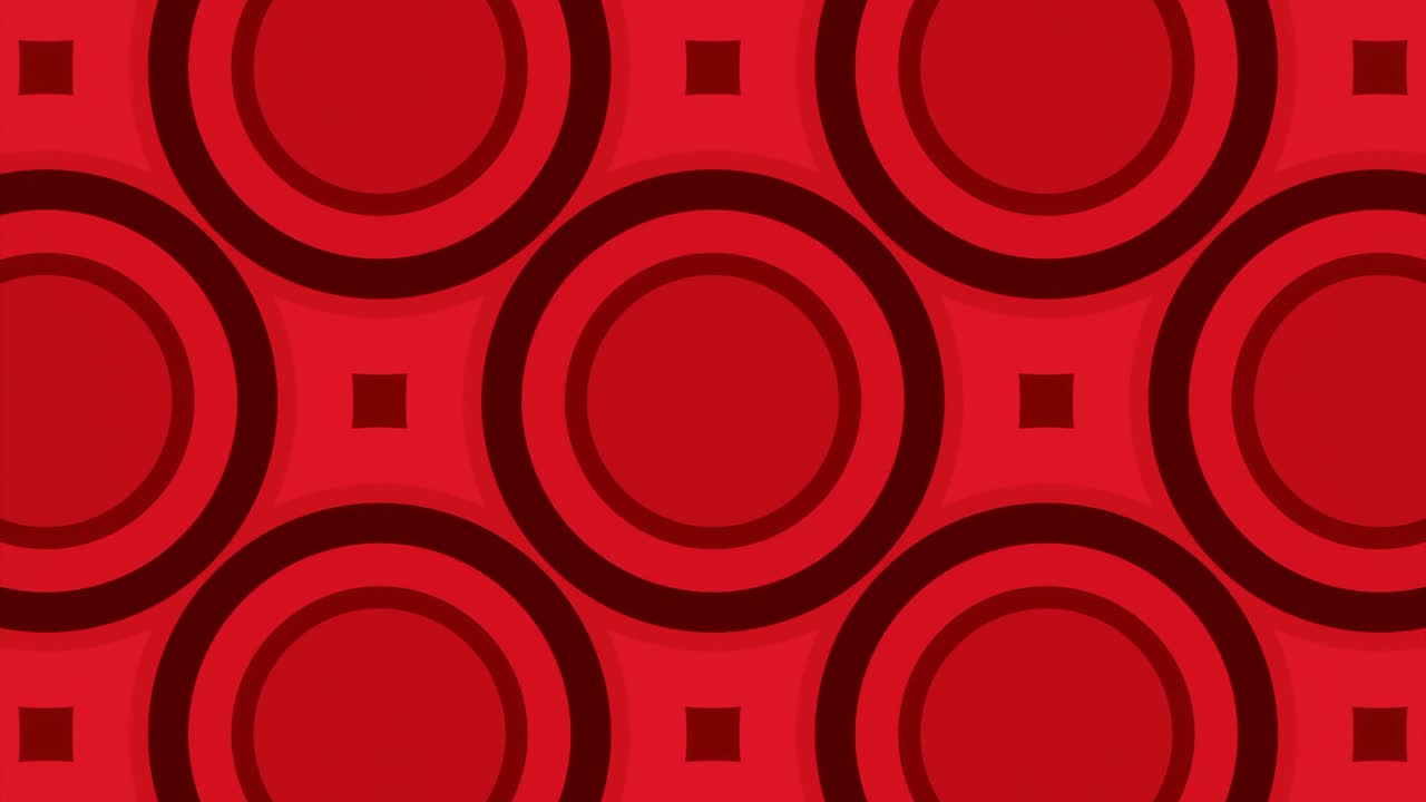 빨간 기하학적 원과 사각형 패턴