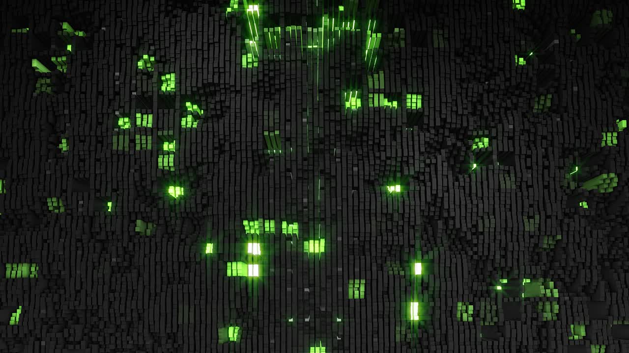 Digital background of the many blackgreen squares