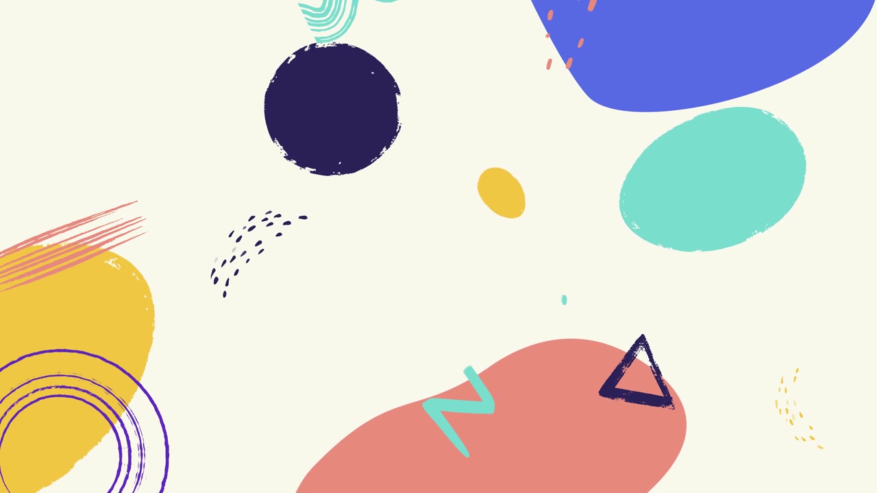 Animated Abstract Background with Colorful Hand-Drawn Shapes and Brush Strokes