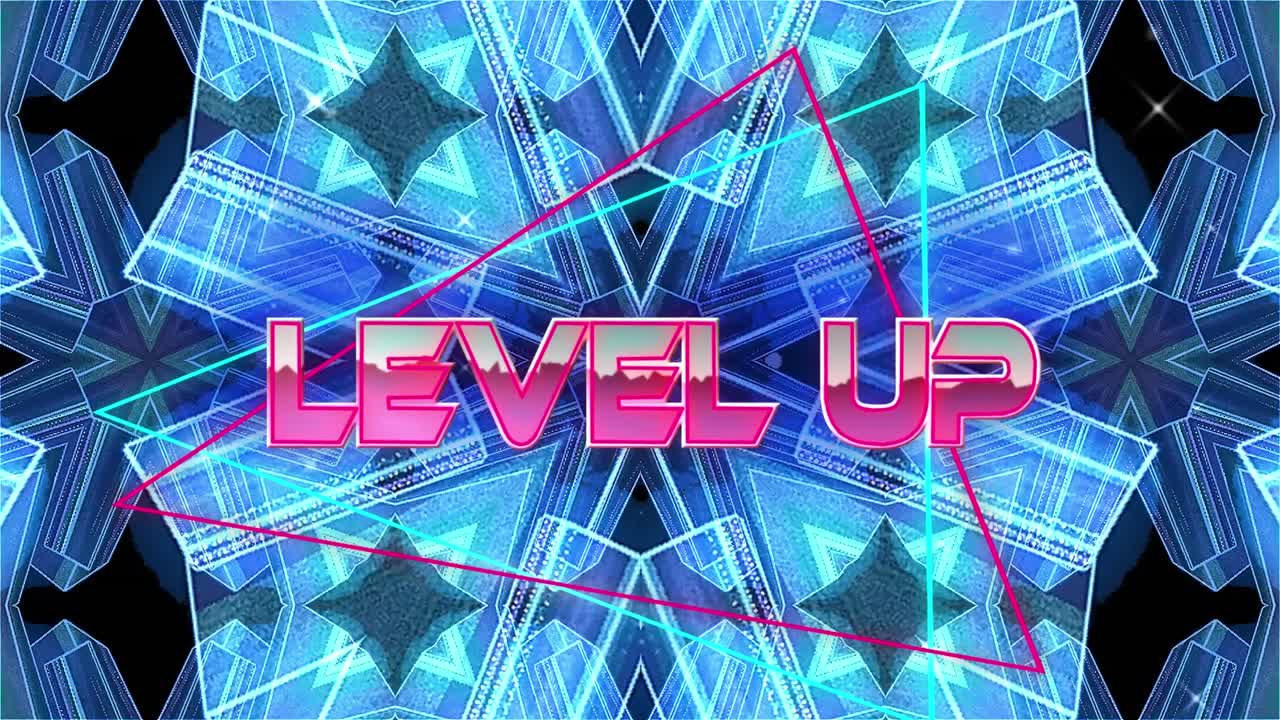 디지털 칼레이도스코프 공간에서 레벨을 올리는 애니메이션