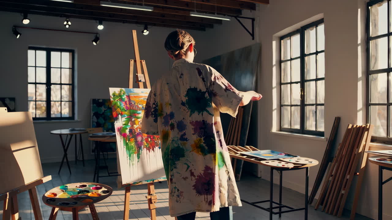 Artist Painting in Studio