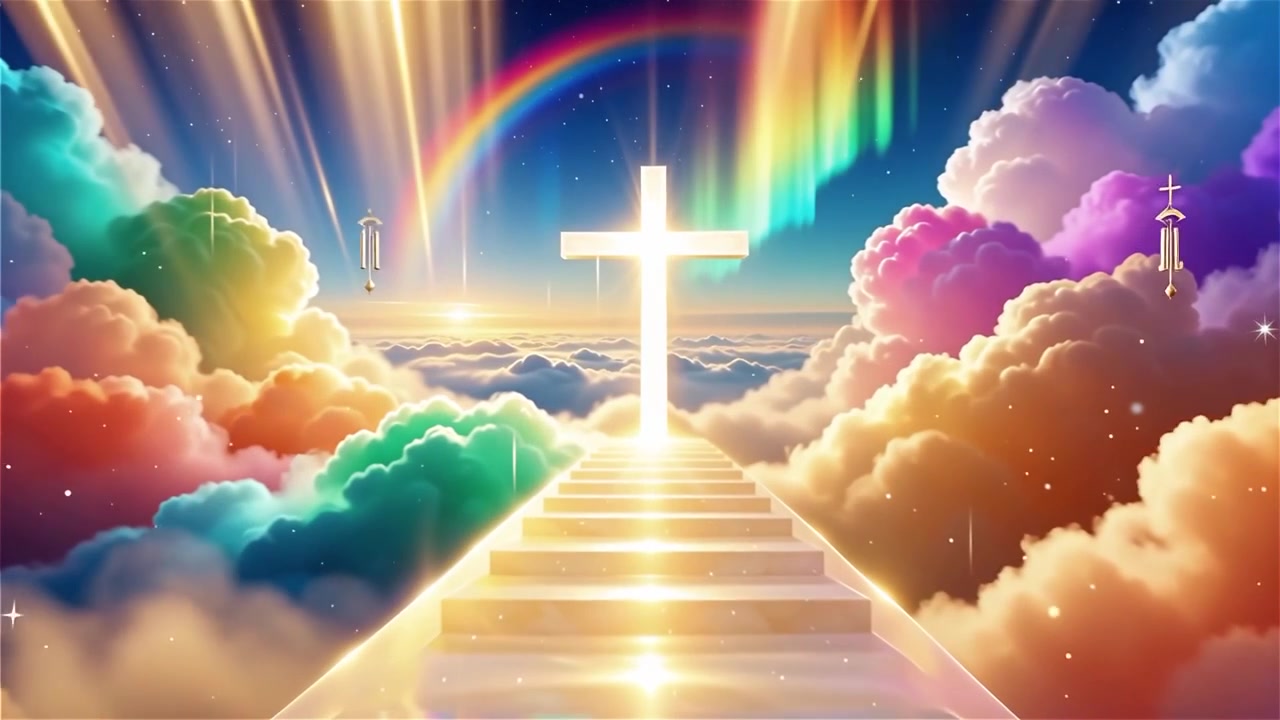 Christian Cross Heavenly Light Worship Background