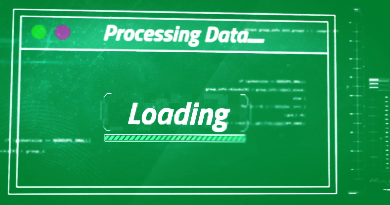 Digital Interface Displaying Loading Progress Bar on Green Background