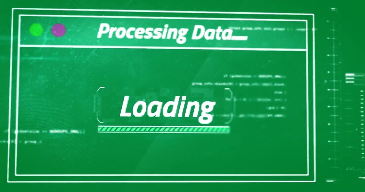 Digital Interface Displaying Loading Progress Bar on Green Background