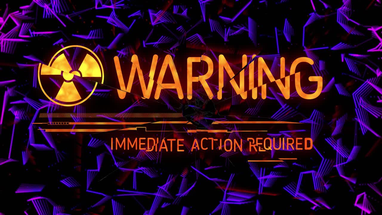 Alert HUD starting by hazard appearing, HUD pulsing, text locking IMMEDIATE ACTION REQUIRED to warn