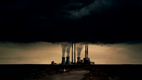 planta de energía - contaminación del aire - 4k, en bucle