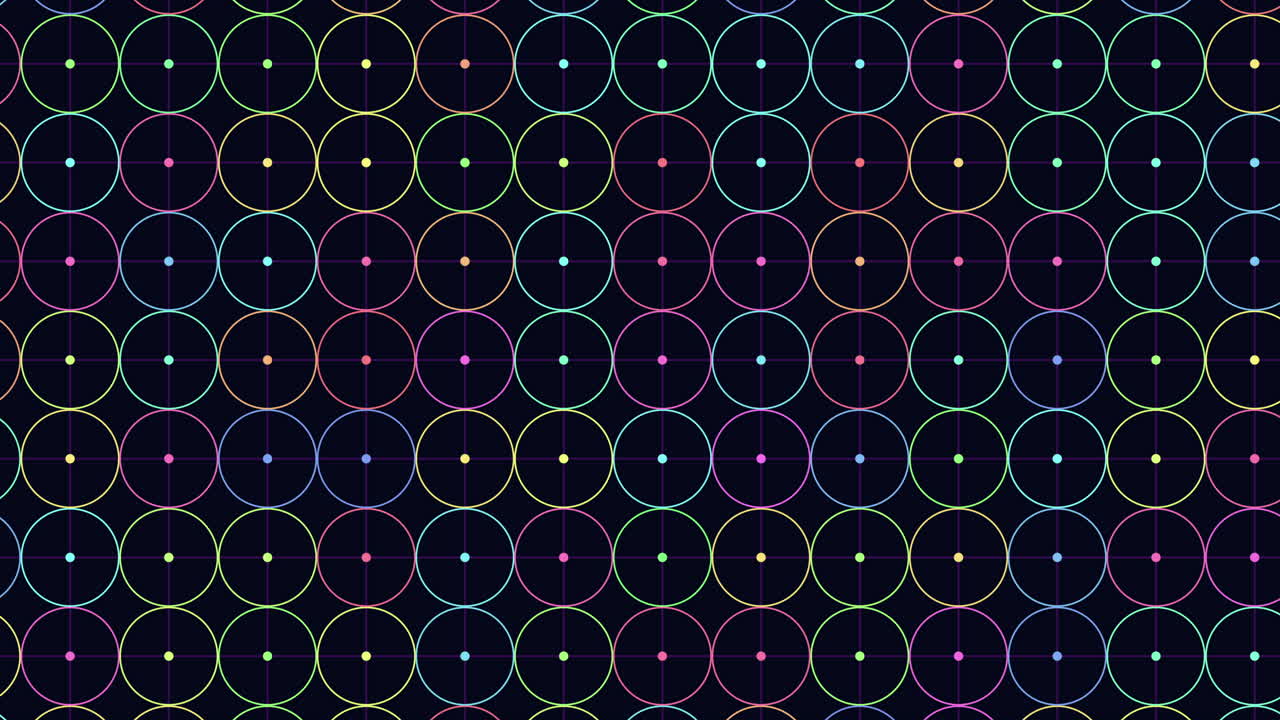 Colorful symmetrical circle pattern on dark background
