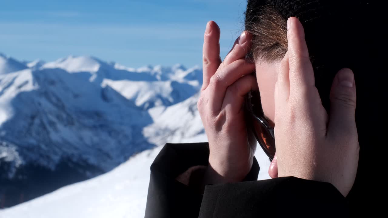 Woman enjoying winter mountain view