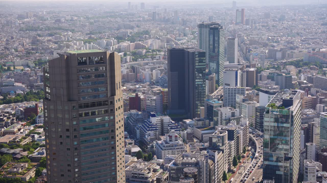 Tokyo City View Establishing Shot, High Wide Angle Shot of Japan