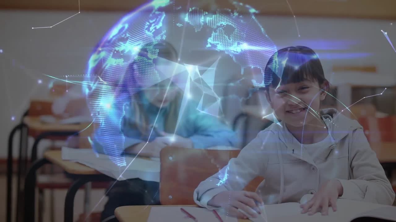 animación de la red de conexiones sobre la escritura de las escolares