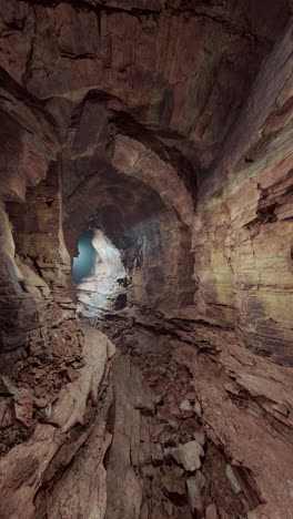 exploring a dark cave tunnel