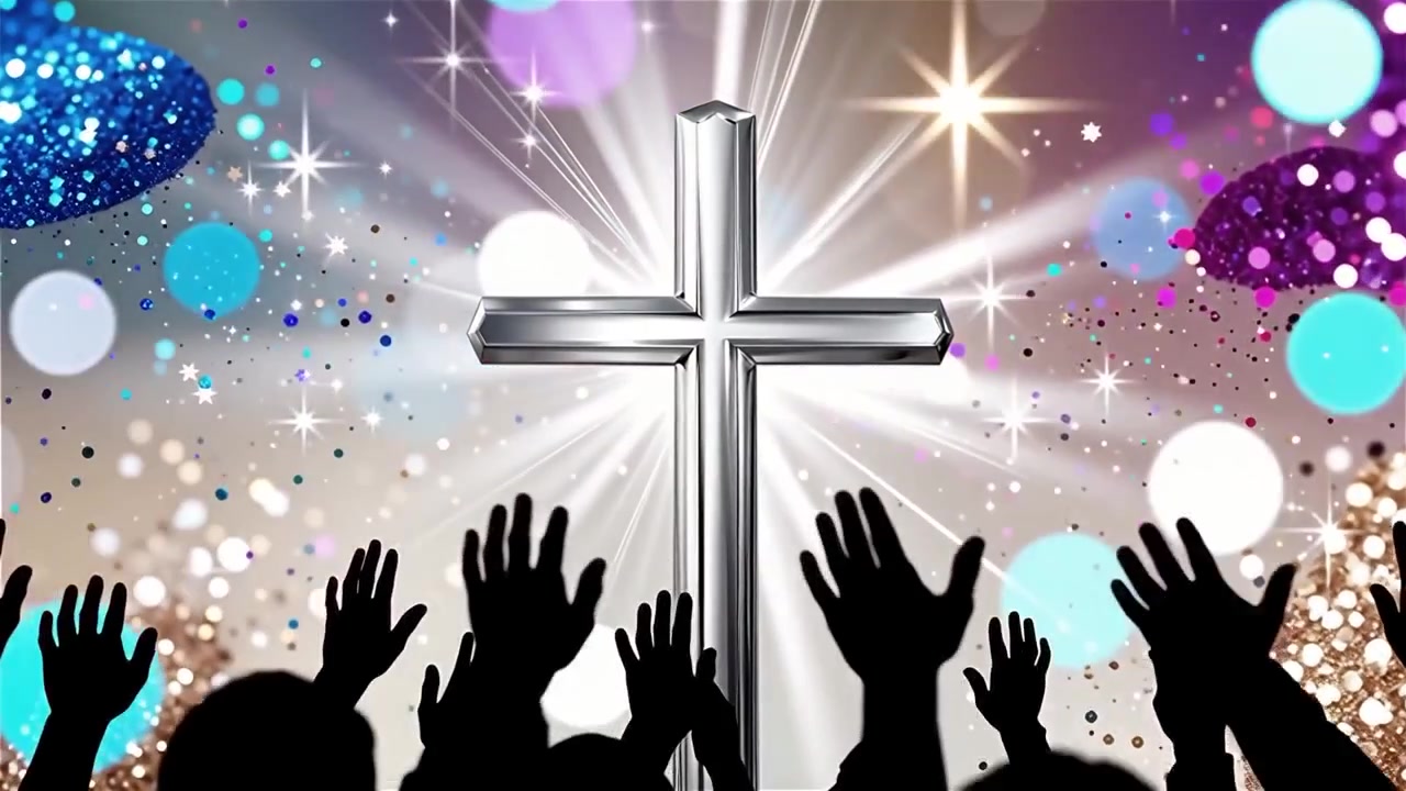 Cruz Cristiana con Luz Celestial, Fondo para Adoración.