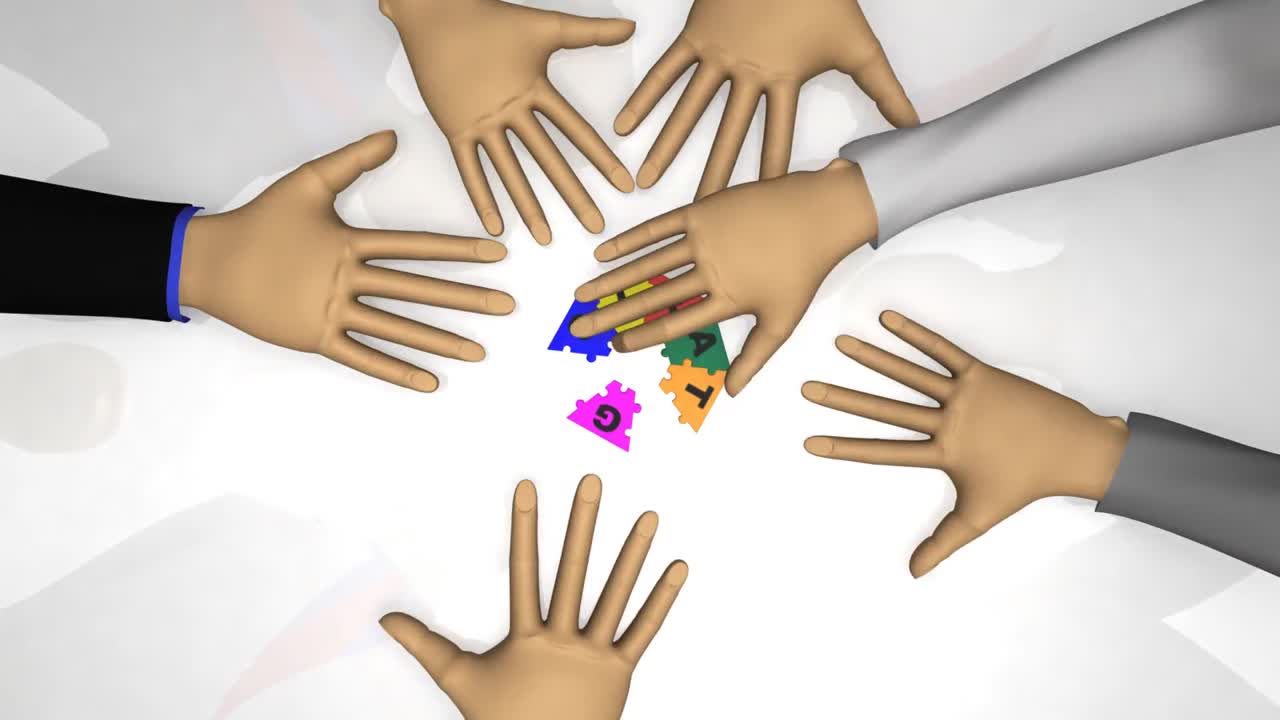 hombres de negocios 3d jugando con rompecabezas de estrategia