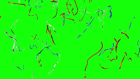 confetti stripes - red, blue and white confetti falling from above on a green background. 4k animation