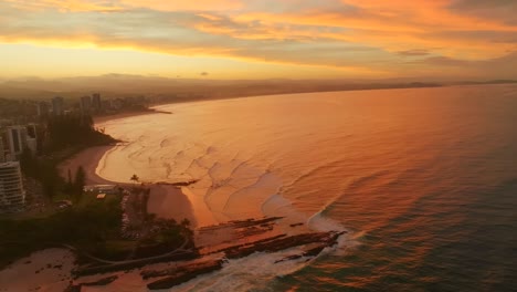 snapper rocks 4k sunset drone footage