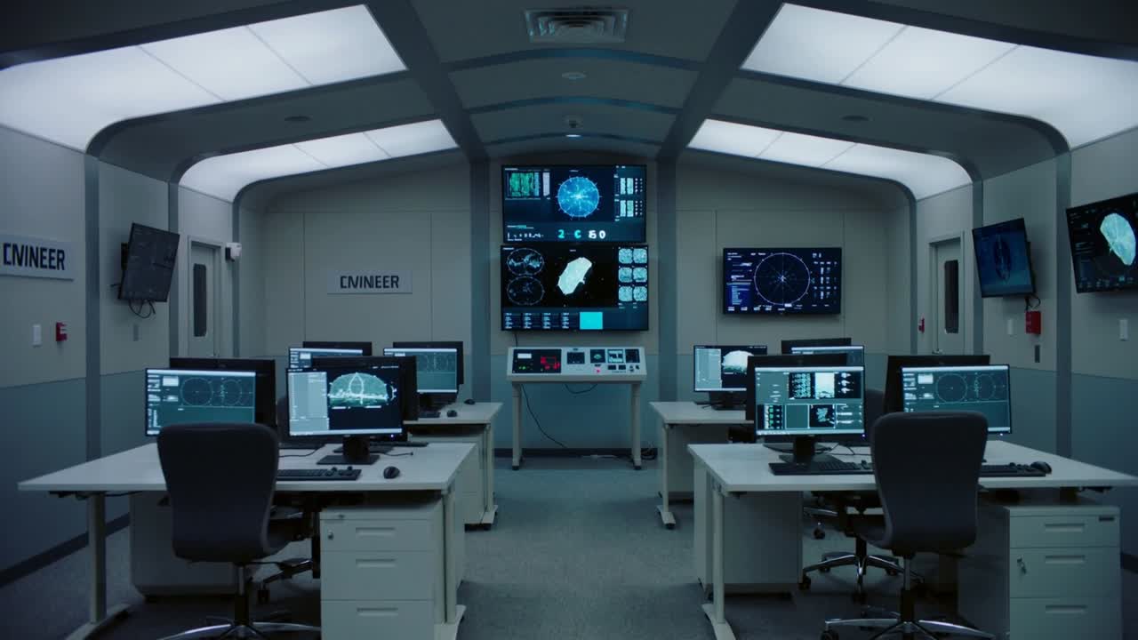 Inicio de ciclo de diagnóstico programado, el sistema actualiza la matriz de monitores central y los monitores duales en el laboratorio.
