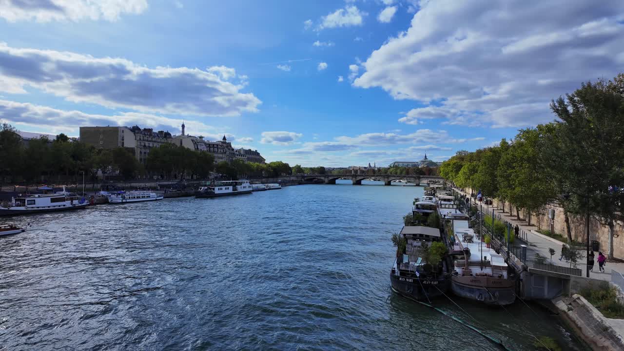Seine river Paris France capital city day time touristic romantic town French