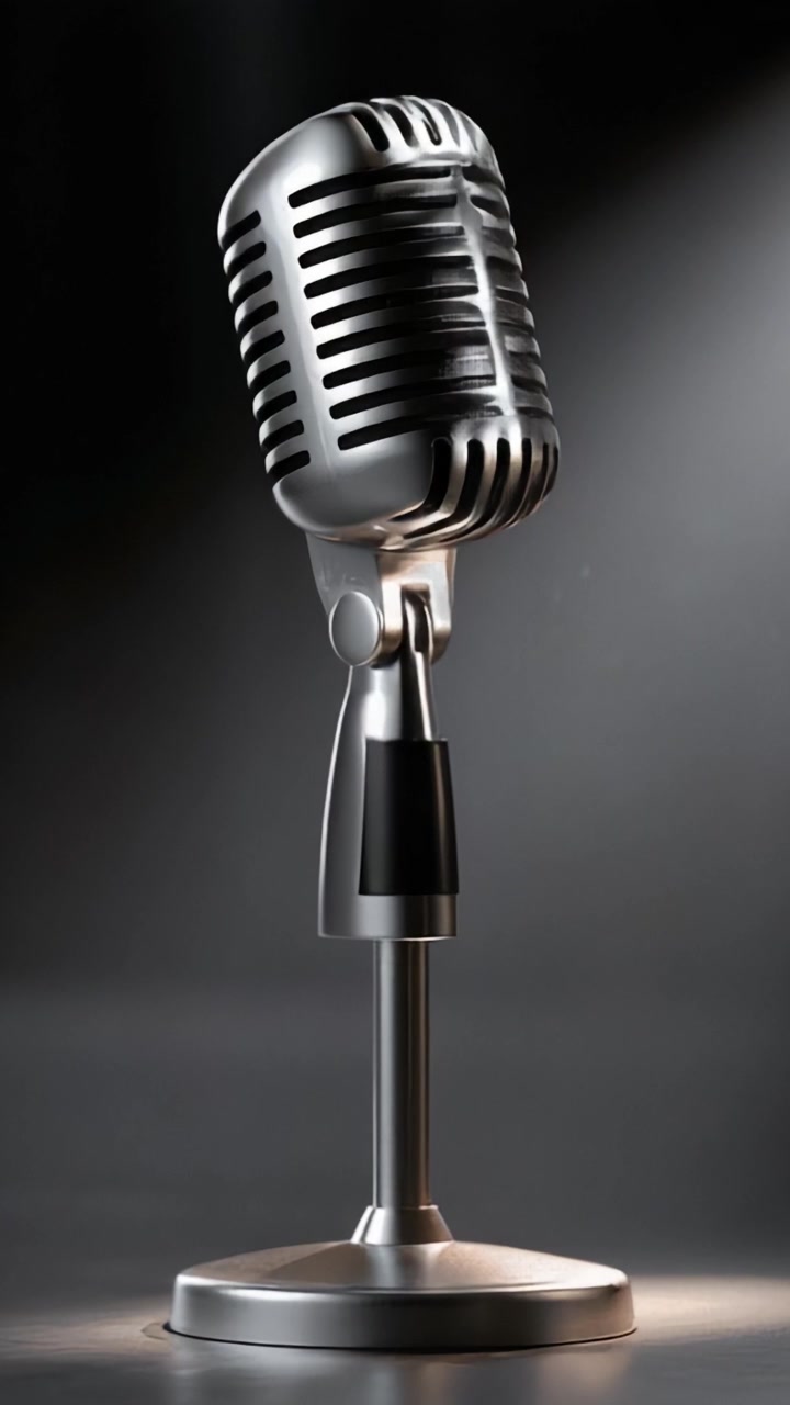The Classic Silver Microphone: A Timeless Symbol of Sound and Performance Captured in Both Frames, Showcasing Its Sleek Design and Vintage Charm
