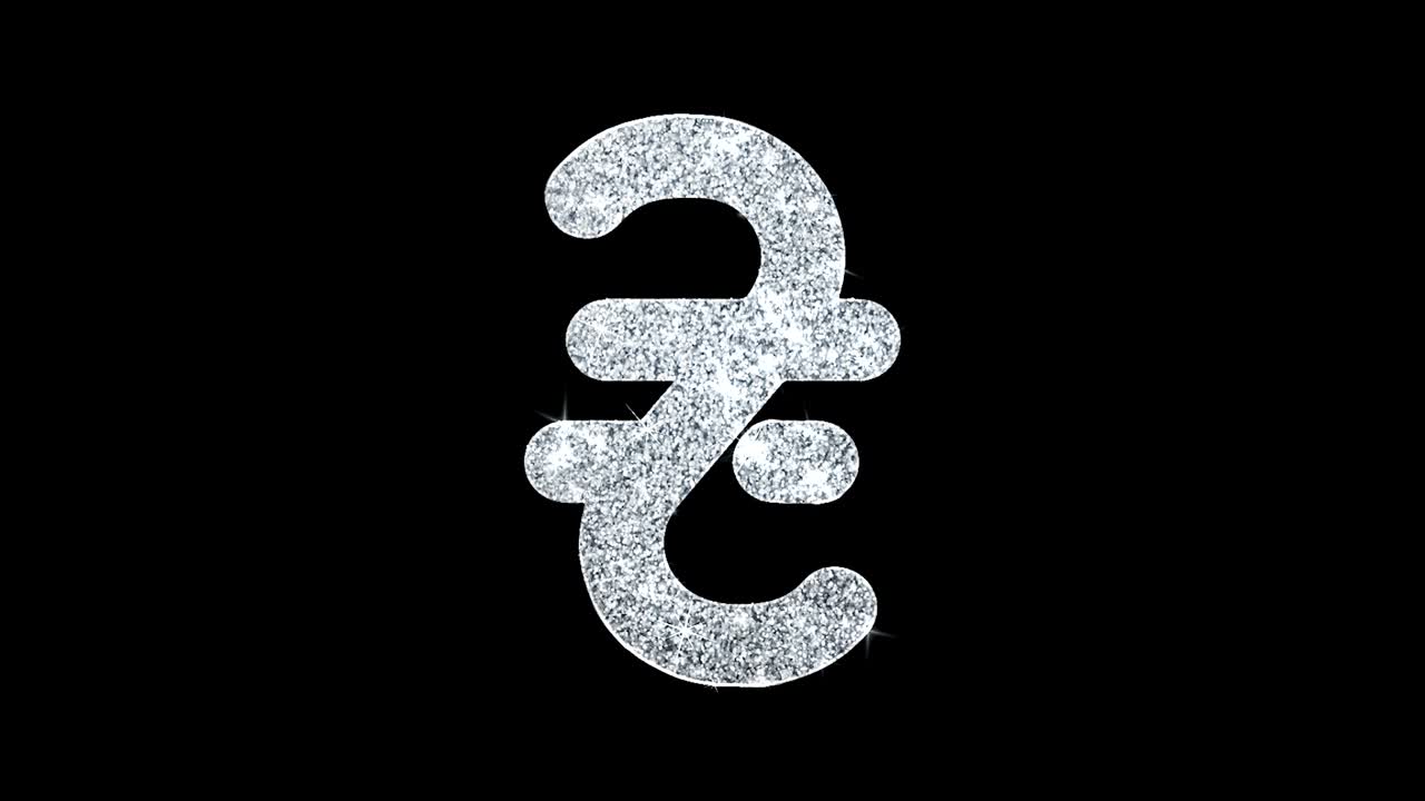 Ukrainian Hryvnia Currency Icon Shining Glitter Loop Blinking Particles .