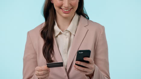 Credit-card,-phone-and-hands-of-business-woman
