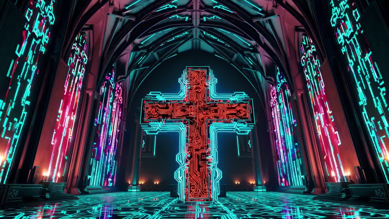 Cyberpunk Church Cross
