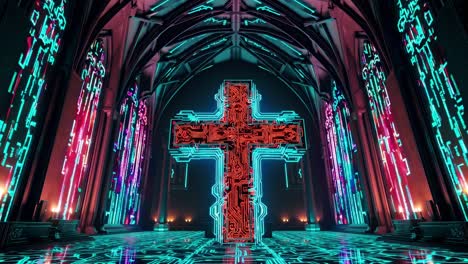 cyberpunk church cross