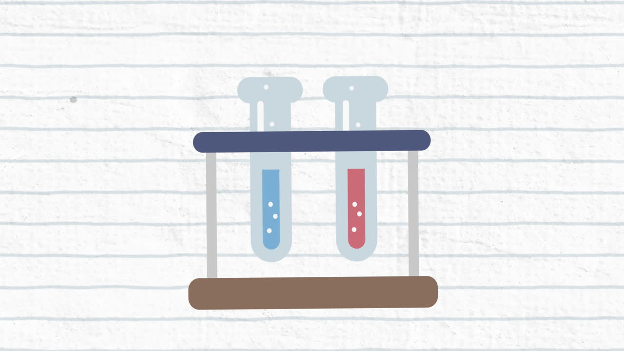 색의 블루라인 위의 측정 컵의 애니메이션